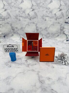 Hermes Beauty Gift Set-Lipstick 4 Shades, Rouge Matte Orange Boite Satin-2pc-NEW